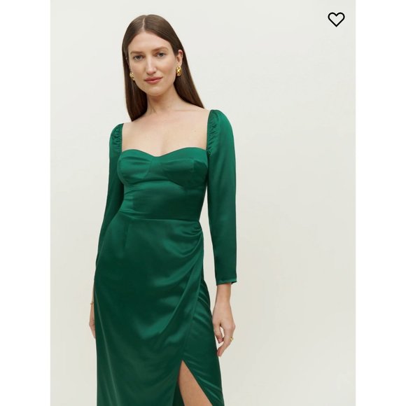 Reformation Gloriana Silk Dress in Emerald 10 NWT SOLD OUT - Picture 5 of 9